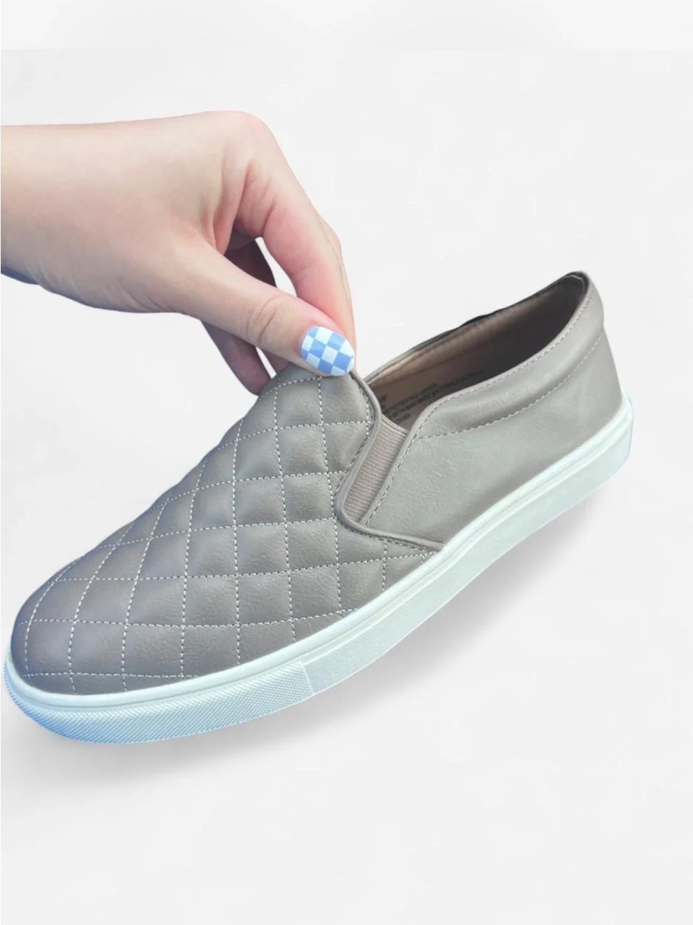 Quilted Slip-On Sneaker in Taupe with White Sole